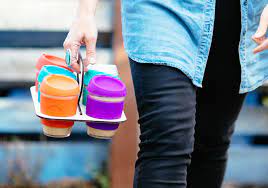 Built with a solid base, allows you to carry up to 6 cups of beverages in one holder and the sturdy frame of the device allows drinks to sit leveled during transport. Joco Cups New Zealand Glass Reusable Coffee Cups Carry Tray