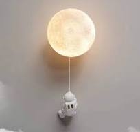 Modern Astronaut Moon Wall Sconce, Creative Moon Shade Wall ...