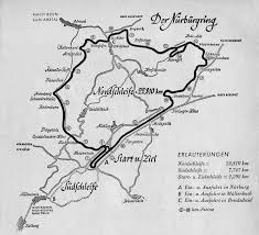 In den abschnitten hocheichen/quiddelbacher höhe betrug die zulässige höchstgeschwindigkeit 200 km/h, in den bereichen schwedenkreuz und döttinger höhe/antoniusbuche 250 km/h. Race Drawing A Map Of The Nurburgring Circuit By German School Vintage Racing Map Circuit