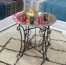 Moroccan Tea Table Moroccan Engraved Brass Tray Folding Etsy In 2020 Brass Tray Tea Table Wrought Iron Table