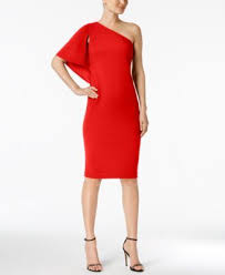 Calvin Klein One Shoulder Sheath Dress Regular Petite Sizes Black 16 One Shoulder Cocktail Dress Petite Cocktail Dresses Red Cocktail Dress
