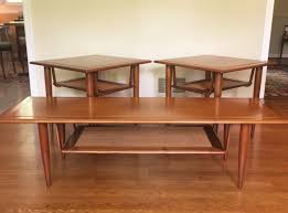 ( 3.6) out of 5 stars. Mid Century Modern Coffee Table And End Tables With Rattan Shelves Suspended By Bent Wood Epoch
