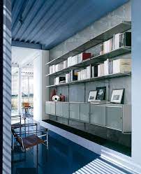 Furnish a home office with wall units. Modular Wall Bookcase Glass Shelves For Office And Home Idfdesign