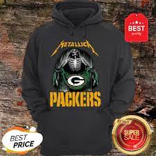 Official Metallica Skeleton Flag Green Bay Packers Shirt Refinetee