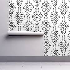 Black And White Boho Peel And Stick Wallpaper Ikat White Grey Jumbo Stripe Watercolo Wallpaper Self Adhesive Wallpaper Blue Boho