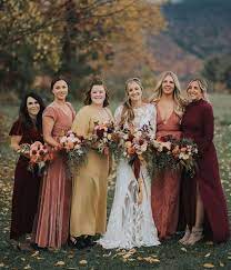 Safari Tents Spiked Cider For This Folky Fall Wedding In The White Mountains Fall Bridesmaid Dresses Bridesmaid Dresses Boho Bridesmaid Dress Colors
