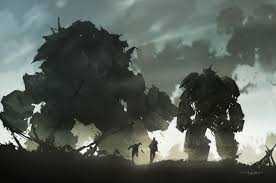 golem vs mech 不気味アート デジタルアート 作画