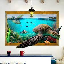 The colors and vibrancy of artwork might vary depending on the print type and paper you have chosen. 3d Sea Turtle Living Room Bedroom Animals Floor Home Background Wall Decor Creative Stickers Sale Banggood Com