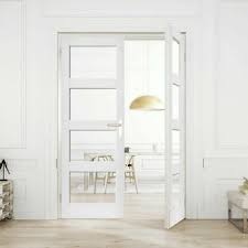 It mostly depends on the homeowner on what type this interior eclectic double door with white finish and tempered frosted glass is just beautiful since it provides a sharp and attractive contrast to the. Internal Rebated Door Pair French Doors Shaker 4 Light Clear Glass White Primed Ebay