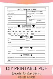 Vinyl Decals Order Form Sheet Letter Size Forms Sales Sheet Etsy Cricut Projects Vinyl Cricut Projects Beginner Cricut Tutorials