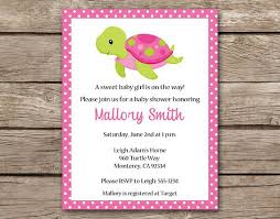 Printable Sea Turtle Baby Shower Invitation Under The Sea Ocean Beach Pink Green Girl Tarjetas De Invitacion Tarjetas Invitaciones