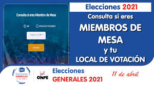 Ingresa a la página web de elige tu local de votación: Elecciones Generales 2021 Consulta Si Eres Miembros De Mesa Y Tu Local De Votacion Link Oficial Www Consultamiembrodemesa Eleccionesgenerales2021 Pe Repositorio De Educacion