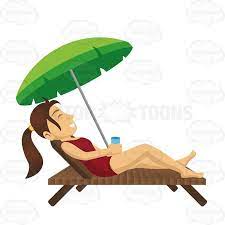 female laying on a beach chair under an umbrella while holding a drink beach chairs laying on the beach umbrella