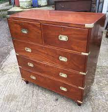 Antique Mahogany 19 Century Military Campaign Chest Of Draws Antique Furniture Antiques Furniture Restoration