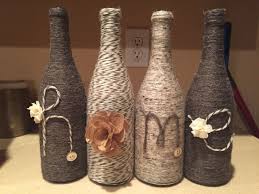 Wine Bottles Decorated With Yarn Diy Bottle Crafts Bottles Decoration Bottle Crafts