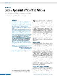 This work has been submitted by a student. Pdf Critical Appraisal Of Scientific Articles Part 1 Of A Series On Evaluation Of Scientific Publications