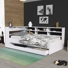 Chambre en bois ou chambre blanche : Lit 90 X 190 Cm Blanc Avec Rangements Blade Pas Cher A Prix Auchan