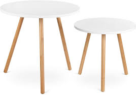 Many nesting tables seem to be clones of each other, but not this unique set! Amazon Com Homfa Nesting Coffee End Tables Modern Furniture Decor Round Side Table For Living Room Balcony Home And Office White Set Of 2 Furniture Decor