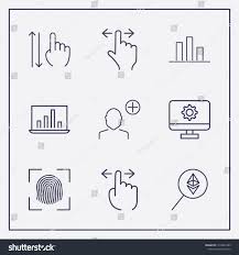 Outline 9 Touch Icon Set Chart Stock Vector Royalty Free