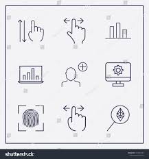 outline 9 touch icon set chart stock vector royalty free