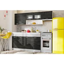 Cuisine équipée pas cher : Meubles Cuisine Complete Moreno Noir 2m40 6 Meubles Moinschercuisine Noir Chine