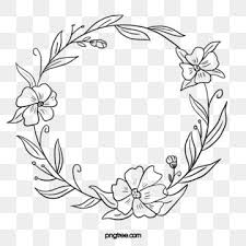 Wedding lineart flower black and white border. Black Hand Drawn Line Side Wedding Decoration With Encircled Round Flower Border Marry Wedding Decorations Wedding Ceremony Png Transparent Clipart Image And Flower Border How To Draw Hands Wreath Drawing