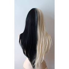 Summer Special Blonde Black Wig Half Blonde Half Black Wig Long Curly Blonde And Black Hair Wig Hair Color For Black Hair Black Hair Wigs Split Dyed Hair