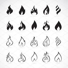 Black And White Flames Vector Vector Set Of Flame Symbols Icon Perspective Sketch Black And White Aesthetic Vector Illustration