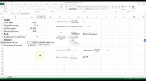 Dupont Analysis And The Sustainable Growth Rate On Excel