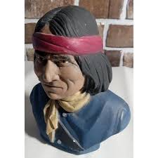 Vintage Hand painted Geronimo Sculpture Stamped & Signed 6