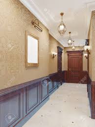 Get free shipping on qualified wall paneling or buy online pick up in store today in the lumber what are the shipping options for wall paneling? Interior Design Of A Classic Hall Corridor With Yellow Wallpaper Stock Photo Picture And Royalty Free Image Image 148920905