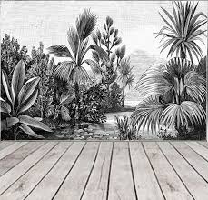 Black And White Tropical Mural Wallpaper Black And White Jungle Wallpaper Rainforest Landscape Wall Mural Removable Wallpaper Tropical Self Adhesive Wallpaper Peel And Stick 153 Jungle Wallpaper Old Wallpaper Wall Murals