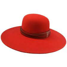The Season Hats Marfona Red Leather Hats Round Hat Flat Brim Hat