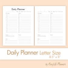 Daily Planner Printable Letter Size Planner 8 5x11 Day On One Page Planner Lettering Daily Planner Daily Planner Pages