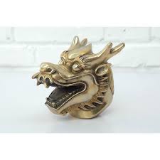 Dragon mascot, black silhouette of dragon. Chinese Dragon Head Gilded Bronze China Collection