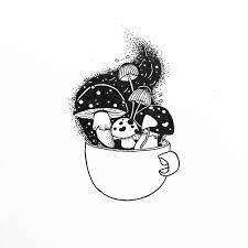 What S Up Mushroom Cup Stuffed Mushrooms Tea Illustration Etsy Inspiration