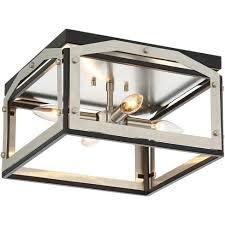 Modern mid century lead crystal prism ceiling light. Possini Euro Design Modern Industrial Ceiling Light Flush Mount Fixture Black Brushed Nickel 13 Wide 4 Light Clear Glass Bedroom Target