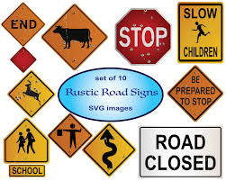 Rustic Road Signs Clipart Svg Clip Art Highway Signage School Zone Stop Sign Deer Crossing Teachers Educational Realist Road Signs Clip Art School Zone