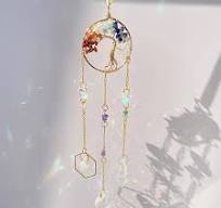 Çakra Suncatcher kristal araba askı güneş Catcher kristal prizmalar güneş  Catcher taş ağacı hayat Suncatcher