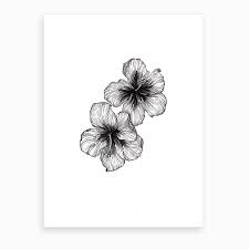 Hibiscus Art Print Violet Flower Tattoos Black And White Flower Tattoo Hawaiian Flower Tattoos