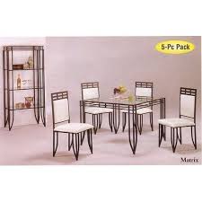 5pc Matrix Style Black Wrought Iron Square Dining Table W 4 Chairs Set By Acme Furniture Wrought Iron Dining Table Square Dining Tables Glass Top Dining Table