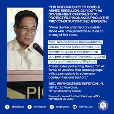 Asked whether duterte would ask parlade to refrain from issuing. Read The Ntf Elcac Vice Chair And National Security Adviser Hermogenes E Esperon Jr Reminds The Makabayan Bloc Koalisyong Makabayan That Elected Government Officials Should Uphold And Defend The Constitution Which Includes