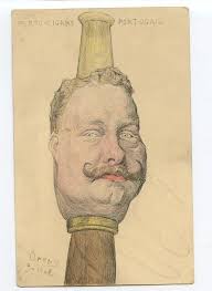 art ORENS Portugal Royalty King Political cartoon original old 1900s  postcard