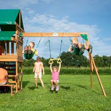 Biete hier den spielturm meiner kinder an mit einem neuen anstrich ist er wieder fitt. Backyard Spielturm Belmont Mit Schaukel Rutsche Holz Heider