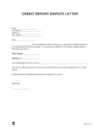 All section 609 credit dispute letters should be sent certified mail to the credit bureau, creditor, or collection agency. Free Credit Report Dispute Letter Template Sample Word Pdf Eforms