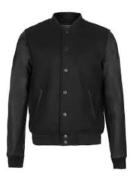 Topman Black Wool Bomber With Leather Look Sleeves Wool Bomber Jacket Mens Jackets Casual Latest Clothes For Men