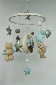 Baby Boy Crib Mobile With Bears Gray And Beige Clouds Stars Etsy Baby Boy Cribs Baby Boy Crib Mobile Boys Crib