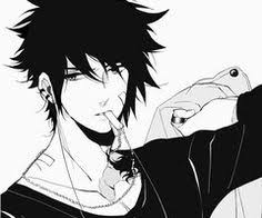 Anime Guy Black Hair Blue Eyes Holding A Puppy Google Search Anime Monochrome Anime Black Hair Anime Guy