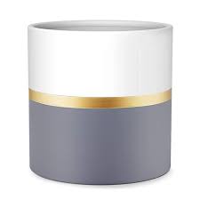 10 Plant Pot By Homenote Modern Large Planter With Drainage Plug Gold And Grey Detailing P White Planters Pots Ceramic Plant Pots Large Ceramic Planters