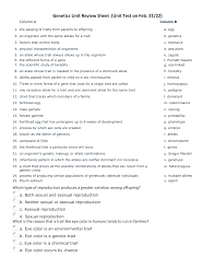 Genetics Unit Review Sheet 2